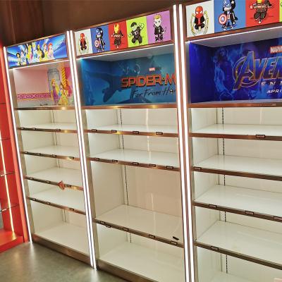 China Eco - Friendly Custom Wooden Display Stand Wall Cosmetic Shelves Cabinet Showcase for sale