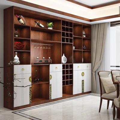 China Eco - Friendly Luxury French Red Built In Wall Wood Wine Cooler Antique Wine Display Cabinet for sale