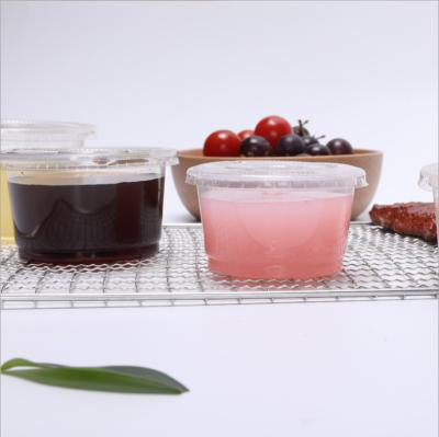 China Bare Sample 2oz Disposable Clear Plastic Cup With Lid Sauce Cup for sale