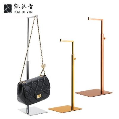 China Hot Sale Factory Gold Purse Countertop Durable Single Hook Retail Adjustable Size Handbag Display Rack for sale