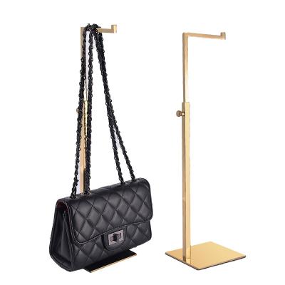 China Durable Lady Handbag Display Stand Wholesale Polished Heaven And Earth Male Gold Adjustable Handbag Holder for sale