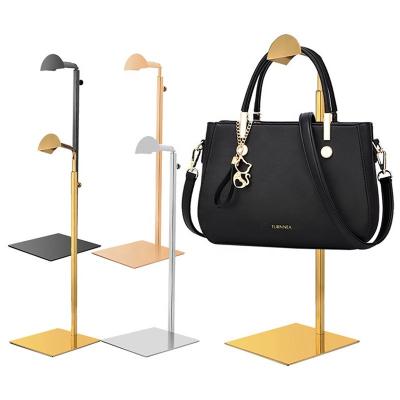 China Factory Durable Hot Sale High Quality Gold Stainless Steel Bag Hanging Display Stand for sale