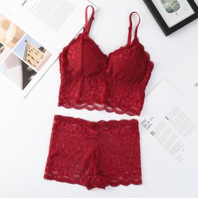 China QUICK DRY French Chest Wrap Lace Back Strapless Strapless Bra Set Sexy Steel Strap Vest Ring Underwear Bra Set for sale