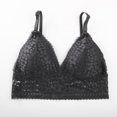 China QUICK DRY Sexy Ladies Bra Underwear Women Wire Free Sexy Sheer Triangle Strap Strapless Lace Bag Custom Eye Cup OEM Spandex Spandex for sale