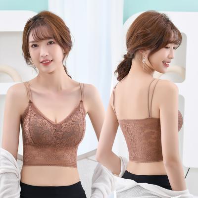 China Women's One-Piece Rimless Bra Breast-wrapped Strapless Sexy Women's Wear QUICK-DRY French Lace Back Underwear for sale