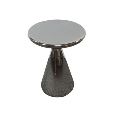 China Modern Global Stainless Steel Plated Black Round Accent Side Table Small Coffee Table for sale