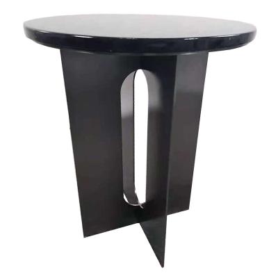 China Stainless Steel Base Modern Black Brushed Marble Table Net Dining Side Table for sale