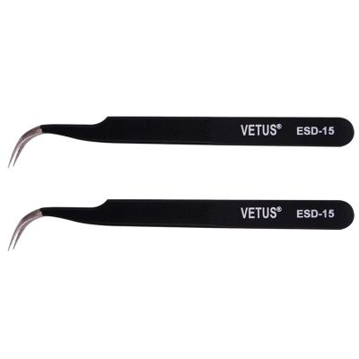 China Vetus Antimagnetic Tweezers For Nail Art ST-15 False Eyelash Extension Tweezers Stainless Steel Tweezers for sale