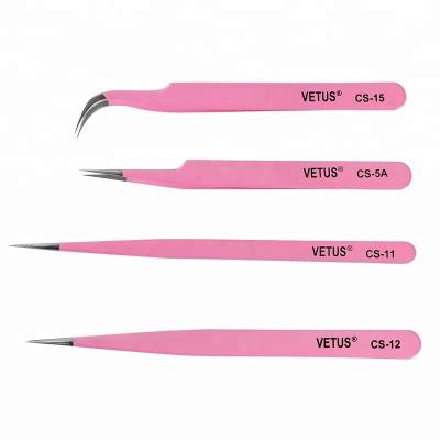 China CS-11 Vetus Pink Tweezsers Beauty Tools Tweezers For Eyelash Extensions Eyelash Extension Tweezers for sale