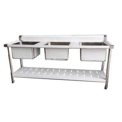 China Reliable And Cheap Restaurant Hand Wash Sink 3 Bowl Sink Mop Wash Sink Table Stainless Steel With Good Quality for sale