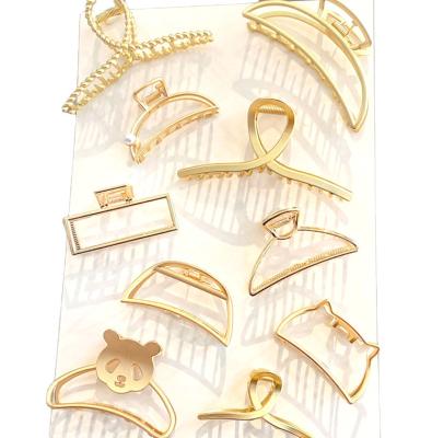 China High quality European and American style Korea hair clip accessories women's hair claw cuts gold metal hair claw 7.5cm for sale