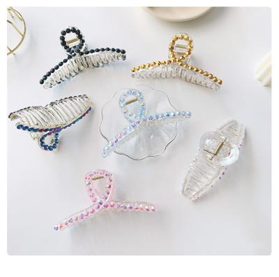 China Cute New Korean Fashional Rhinestone Shark Hair Claw Clips For Girls Beautiful Diamond Shiny Hair Clip Claws For Women for sale