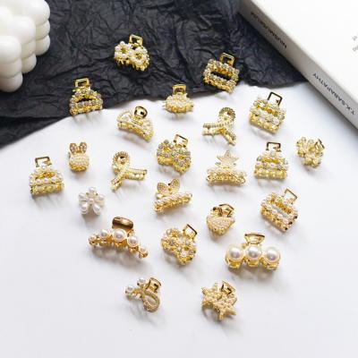 China European and American Style Hair Accessories Mini Shining Rhinestone Hair Claw Wholesale Fashion Pearl Women's Hair Claws Small for sale