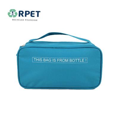 China Fashion Eco-friendly RPET Travel Toiletry Bag Wholesale High Quality Cheap Travel Wash Bags Custom Logo for sale