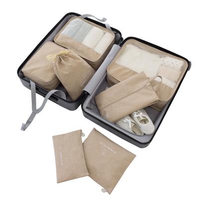 China Hot Selling Water Resistant Cationic Fabric Get Clothes Fashion 7 Pieces Kit Bag Storage Travel Luggage for sale