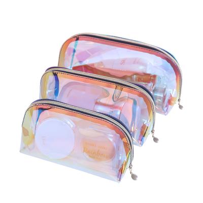 China Hot Fashion Holographic Clear Waterproof Makeup Zipper Cosmetic Bag Laser Cosmetic Bags for sale