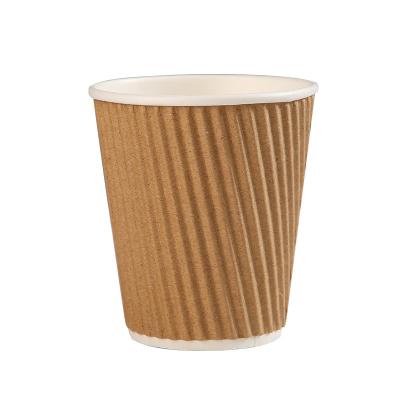 China Coffee 12oz Paper Cup Double Layer Thermal Insulation Wallpaper Recyclable Thick Corrugated Milk Cup Disposable Coffee Cup Custom Logo for sale