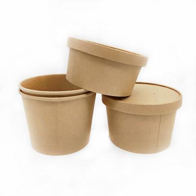 China Eco-friendly Degradable Disposable Thickened Recycled Materials Paper Bowl Food Packaging Take Out Bowl can be printed LOGO. for sale