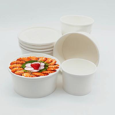 China Greaseproof 21oz Customized White Paper Disposable Bowls With Lids For Take-Out Rice And Hot Food Salad Bowls Customized From Source Manufacturers for sale