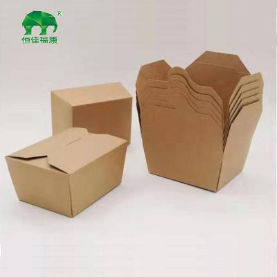 China Recyclable Brown / White Kraft Paper Food Containers Take Out Boxes OEM ODM Disposable Custom Logo Printed Paper Lunch Box for sale