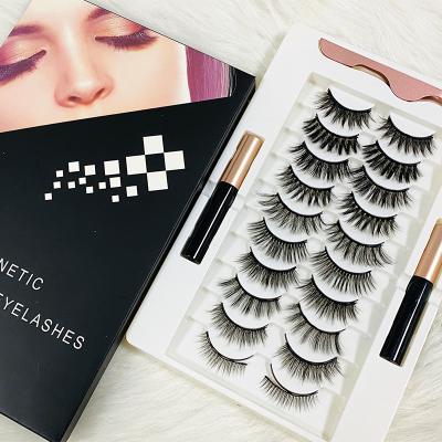 China Free Sample Reusable Wholesale Cheap Natural Magnet Lashes 1/2/3/5/7/10 Pair Long 10 With Private Label Box Magnetic Lashes for sale