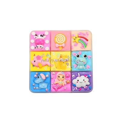 China 9 Color Popular Squishy Puzzle Clay Set Toy Funny Colorful Puff Charms Slime Play dough Kit Toys For Kids à venda