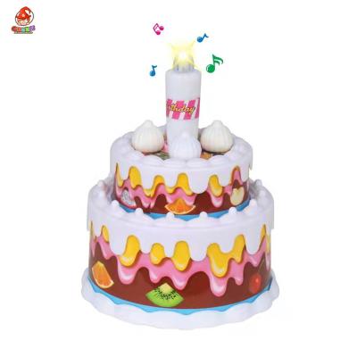 China Chidren pretend play food birthday cake toys with light for kids for sale