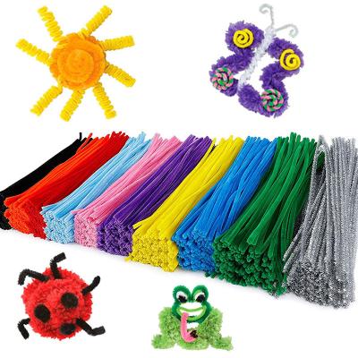 China Monochrome eco-friendly wool DIY twisting rod hair root woolen children's educational handmade toys 24 colors for sale