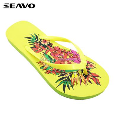 China Yellow Strap Pe Women Flip Flops SEAVO Unique PVC Flip Flops for sale