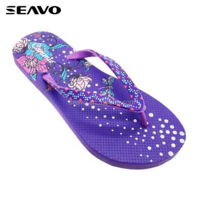 China Purple Flip Flops SEAVO Pe Flip Flops For Women for sale