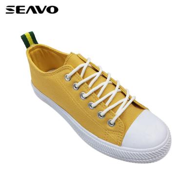 China Fashion Trend SEAVO Young Teenagers Classic Style School Yellow Canvas Shoes for sale