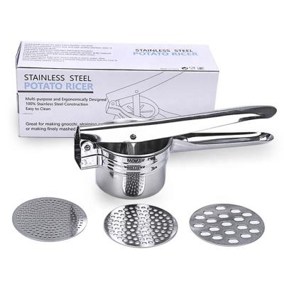 China Durable Stainless Steel Amazon Potato Crusher Heavy Duty Potato Masher Crusher For Baby Food Fruit Vegetable Squeezer Potato Masher for sale