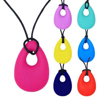 China 100%food grade Silicone Teether Autism Pendant Necklace Teether Baby Teardrop Silicone Baby Teether Amazon Success Chew Toys for sale