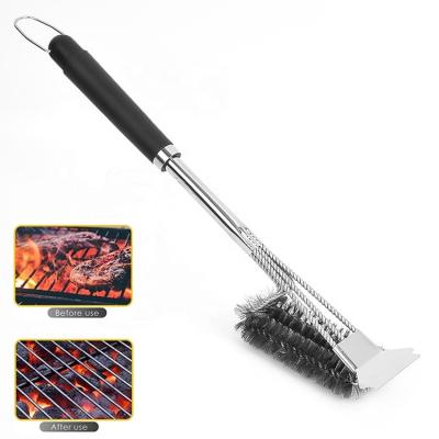 China Amazon Kitchen Accessories BBQ Grill Cleaning Brush Stainless Steel Viable Kit Cooking Tools BBQ Grill Wire Brush for sale