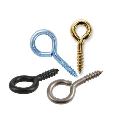 China Open Pan Carbon Steel Copper Plated Eye Hook Screw 1#-16# Black Lag Screw Hooks for sale