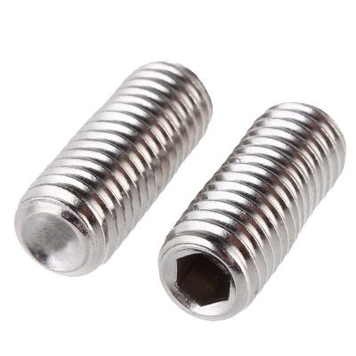 China Pan M2 M2.5 M3 M4 M5 M6 304 Stainless Steel Metric Thread Worm Screws Flat Point Hexagon Socket Grubless Set Screws for sale