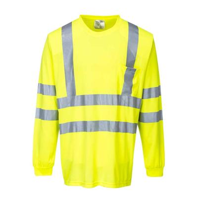 China New Anti-Wrinkle Safety Work Camisa Reflective Fluorescent Yellow Striped Shirt for sale