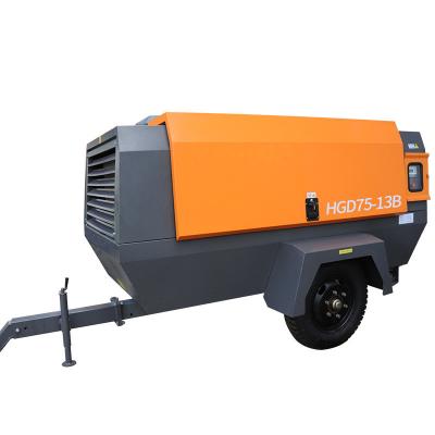 China 10m3/min 13bar 75KW Lubricated Electric Driven Mining Screw Electric Driven Portable Air Compressor For Sale for sale