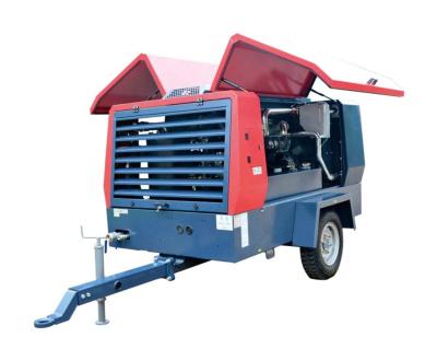 China 450 CFM 8 Bar Air Compressor Stone Rock Drilling Lubricated Portable Diesel Air Compressor For Pipeline Pressure Testing for sale