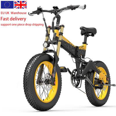 China EU Warehouse Dropship 1000w Snow Bike 48v 17.5ah Lithium Battery Aluminum Electric Ebike Alloy 20 Inch Fat Tire Electric Folding Bike for sale