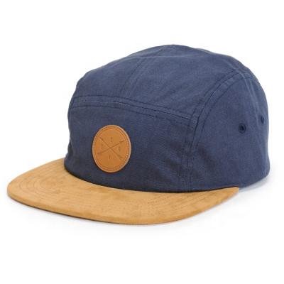 China Quality Suede Common Good Lattice Denim Patch Custom 5 Panel Leather Camper Hats & Caps for sale