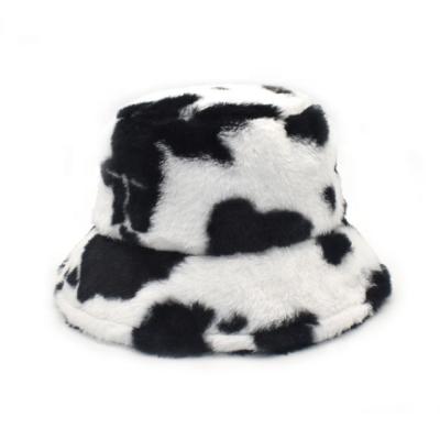 China 2021 Hot Sale New Arrival Image Cow Print Fur Bucket Hats for sale