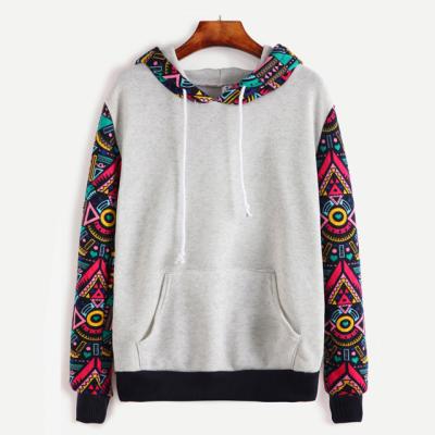 China Aztec Anti-pilling Sleeve Hoodie Contrast Printing Anti-pilling Hooded Sweatshirt With Kangaroo Pocket for sale