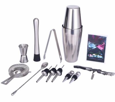 China NEW Wholesale Wine Mixer Set Hand Shaker Stainless Steel Cocktail Shaker Bar Logo 12 Piece Set Wine Bar Set for sale