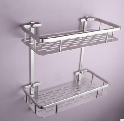 China Sustainable Rectangular Aluminum Double Wall Storage Rack For Bathroom Cosmetics Rack Hook Aluminum Alloy Tray for sale