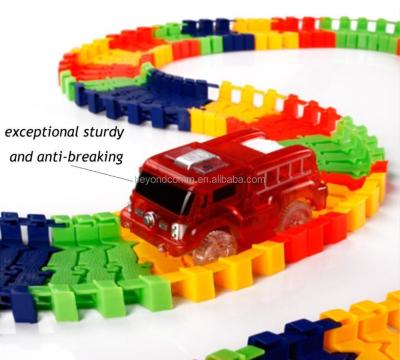 China Fun Toy Enjoy Slot Day and Night Mini Plastic Fire Toy Lights- 5Led Track Cars for sale