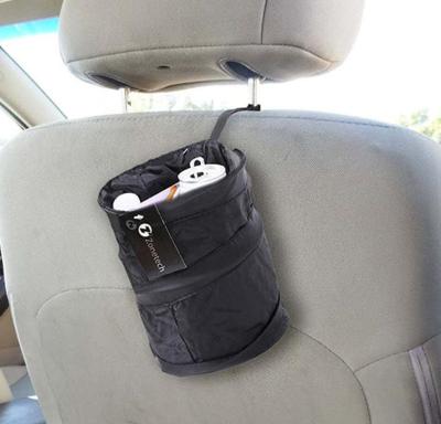 China Black Mini Car Bin /car luxury foldable back seat storage bag/car trash can for sale