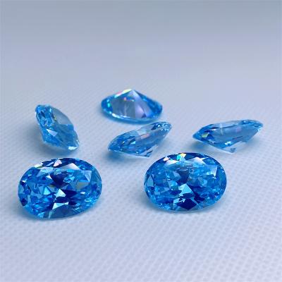 China Jewelry Making Factory Customized Size Round Aqua Blue Color Loose Zircon Gemstones Loose Gemstone Bead for sale