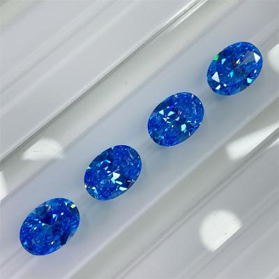 China Jewelry Making Wholesale Blue Zircon Natural Loose Stone Faceted Sparkle Clean Blue Zircon Zircon Oval Shape Gemstone Beads for sale