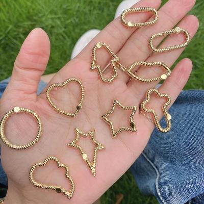 China Trendy Jewelry 24K Gold Plated Oval Brass Carabineer Screw Necklace Bracelet Clasp Jewelry Clasp for sale